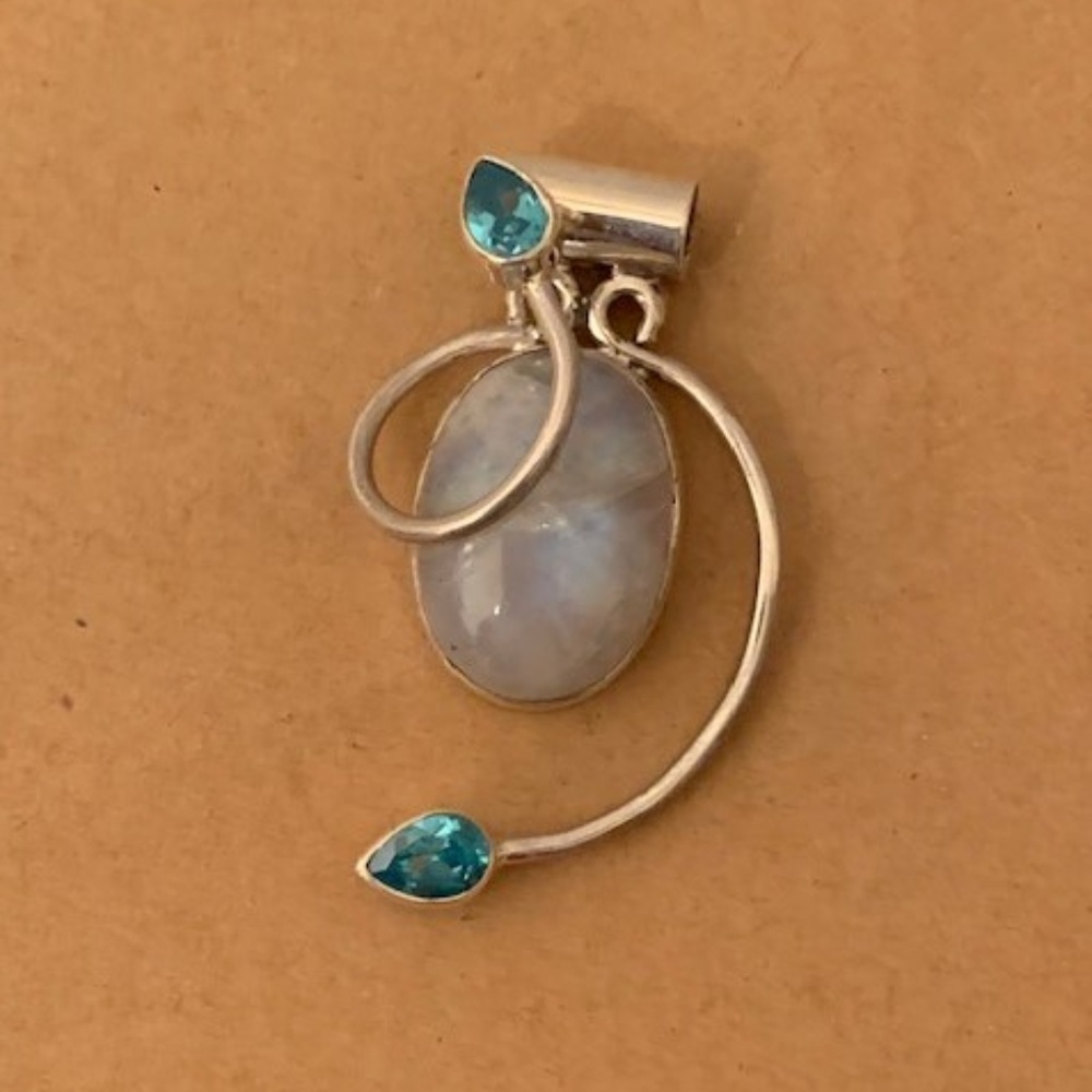 Handmade Moonstone Set in Silver Pendant